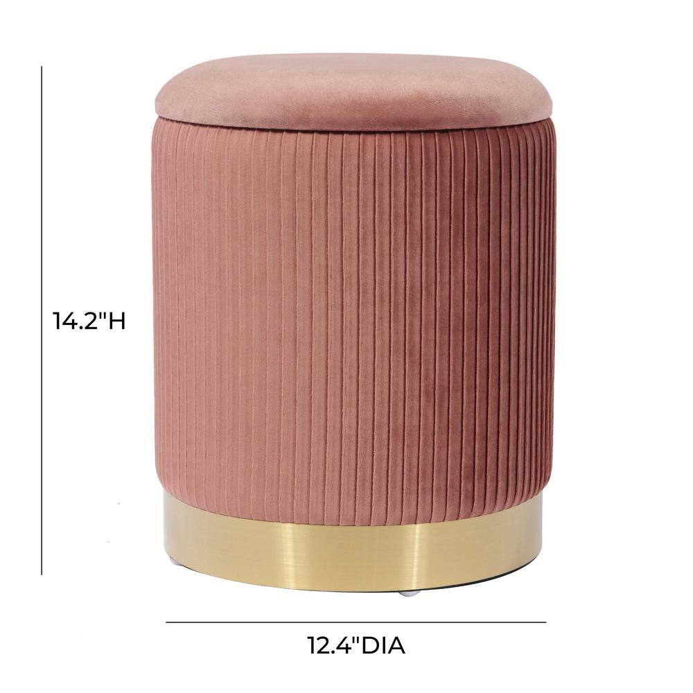 Zoe Blush Velvet Storage Ottoman. Picture 5
