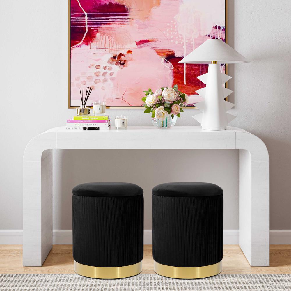 Zoe Black Velvet Storage Ottoman. Picture 7