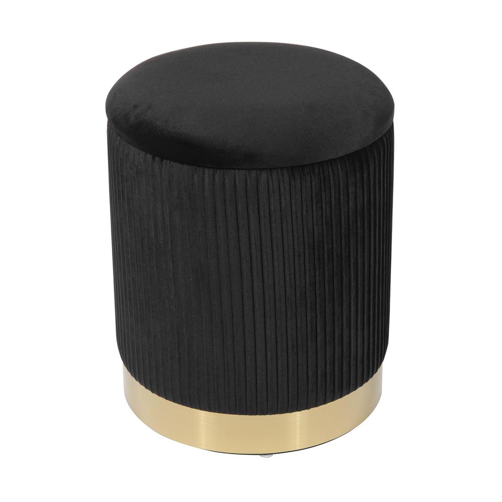 Zoe Black Velvet Storage Ottoman. Picture 3