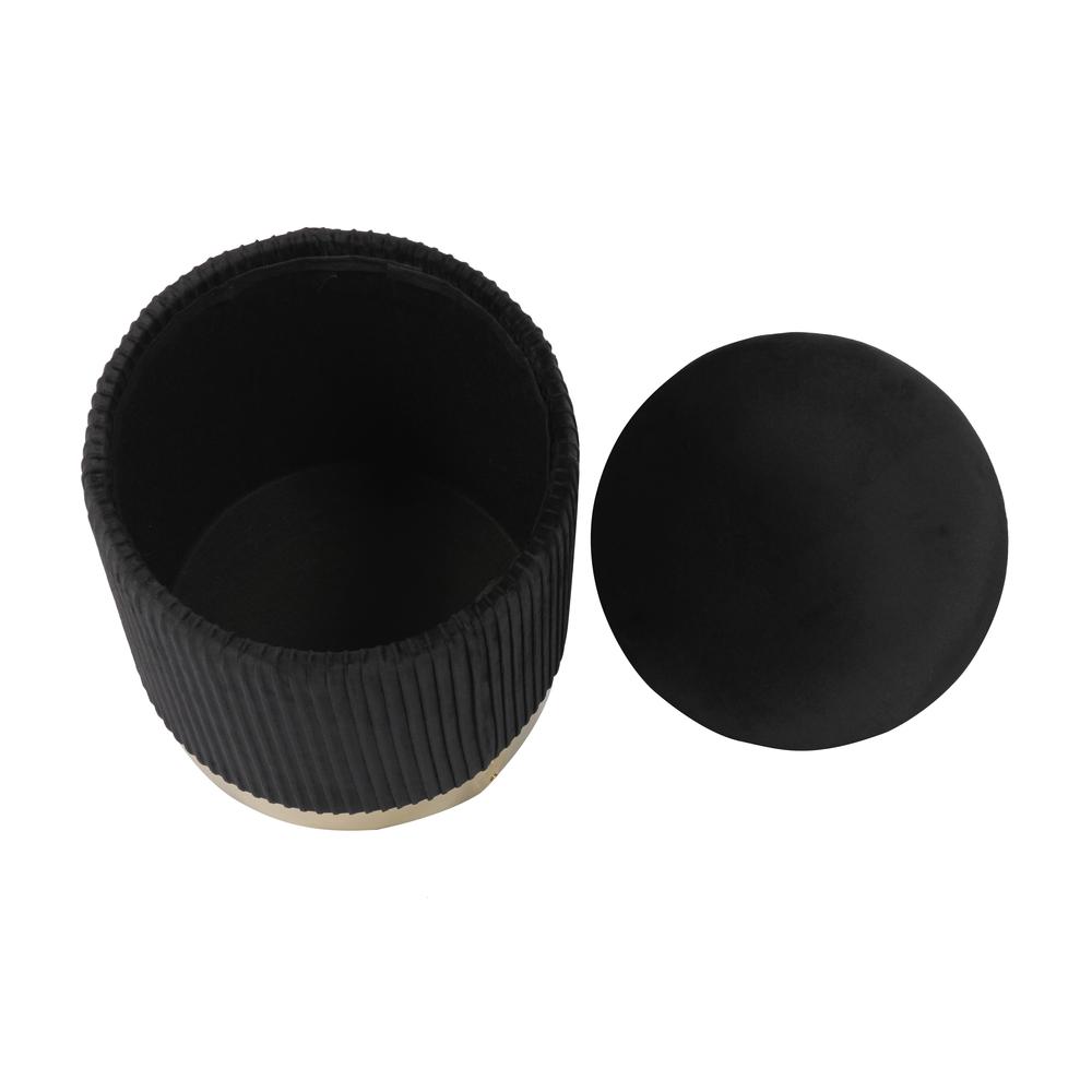 Zoe Black Velvet Storage Ottoman. Picture 4
