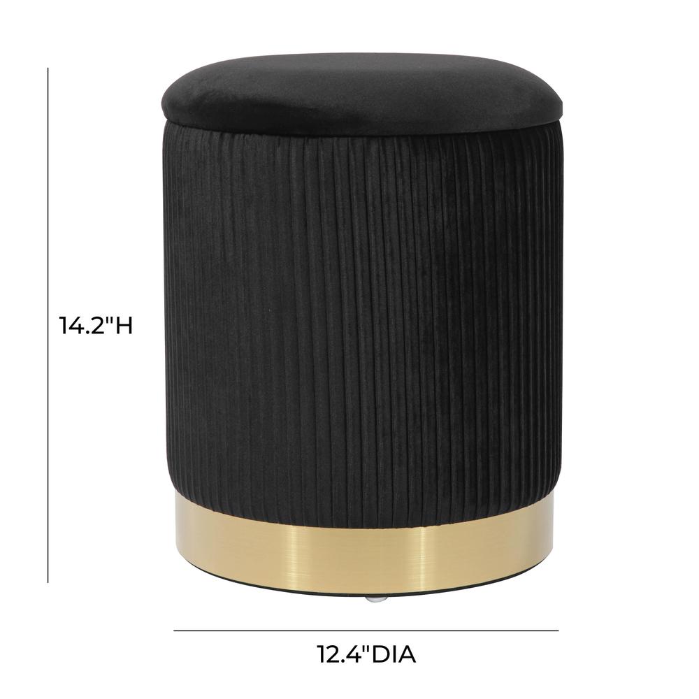 Zoe Black Velvet Storage Ottoman. Picture 6