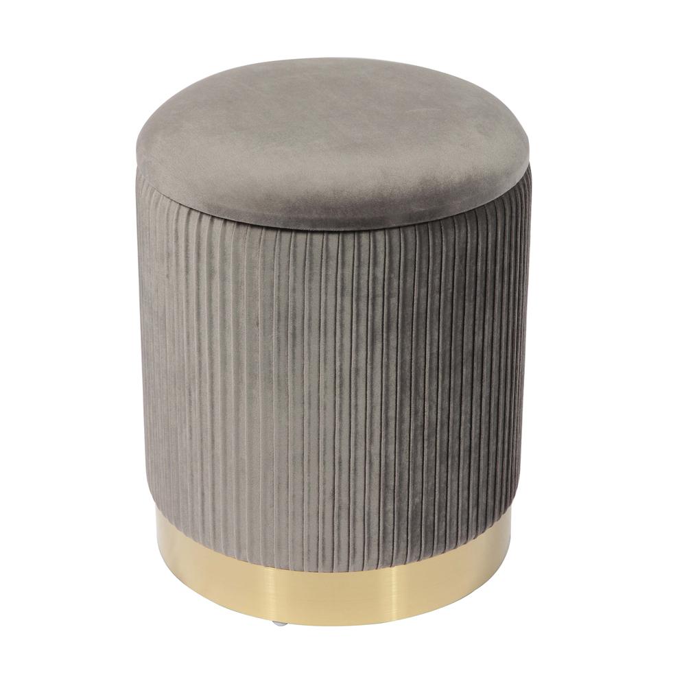 Zoe Grey Velvet Storage Ottoman. Picture 2