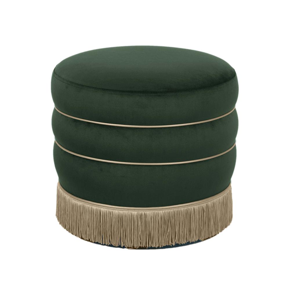 Lakka Green Velvet Ottoman. Picture 4