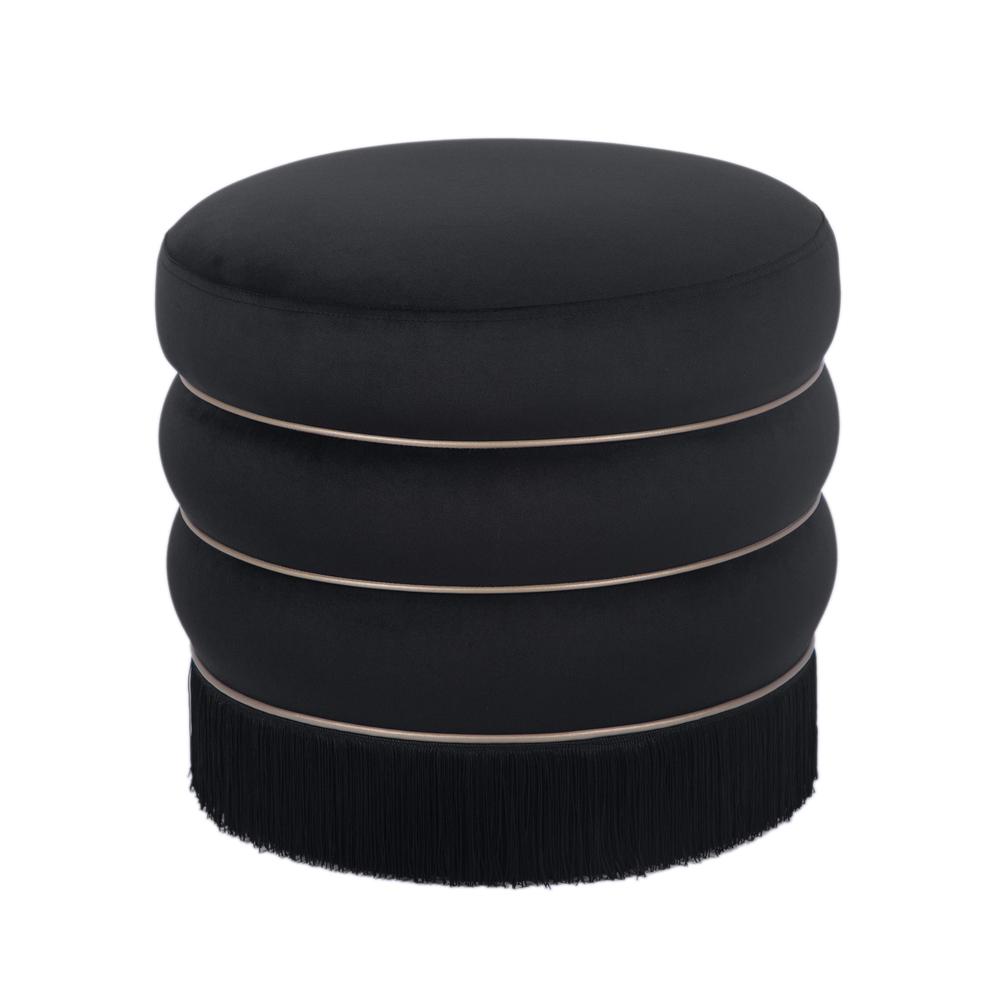 Lakka Black Velvet Ottoman. Picture 5