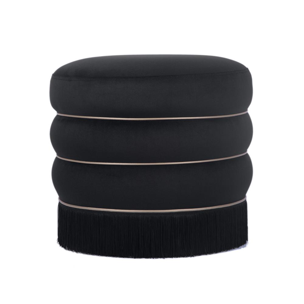 Lakka Black Velvet Ottoman. Picture 2