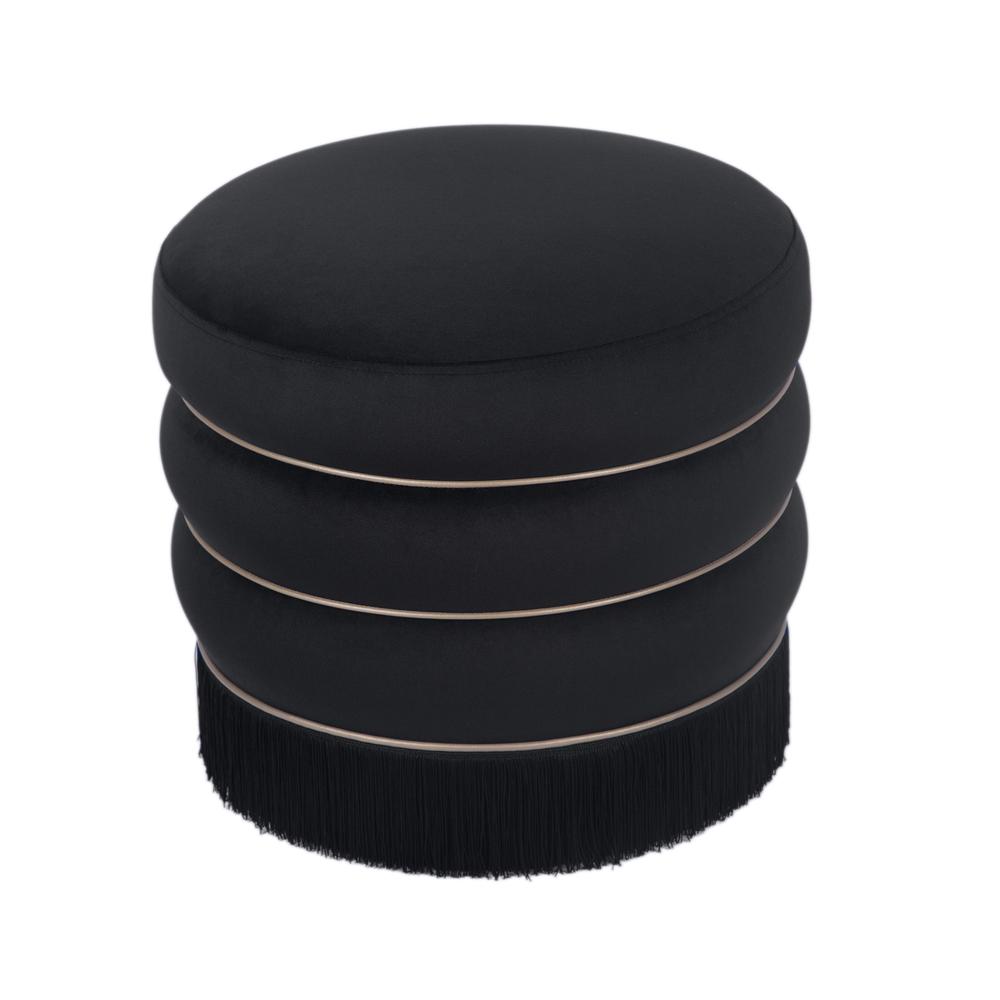 Lakka Black Velvet Ottoman. Picture 6