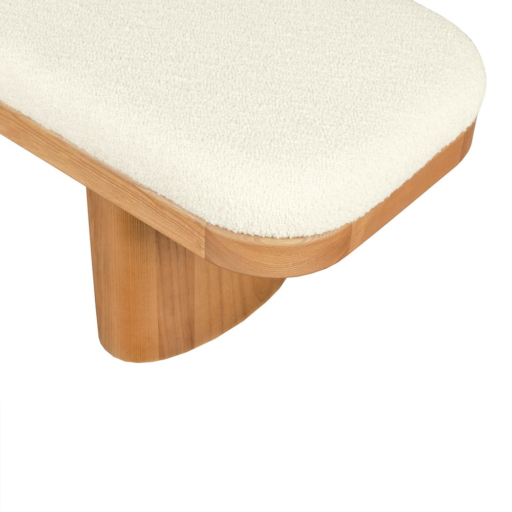 Ollie White Boucle Wooden Bench. Picture 4