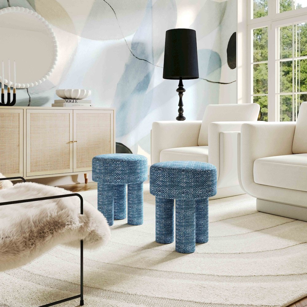 Claire Teal Knubby Stool. Picture 2