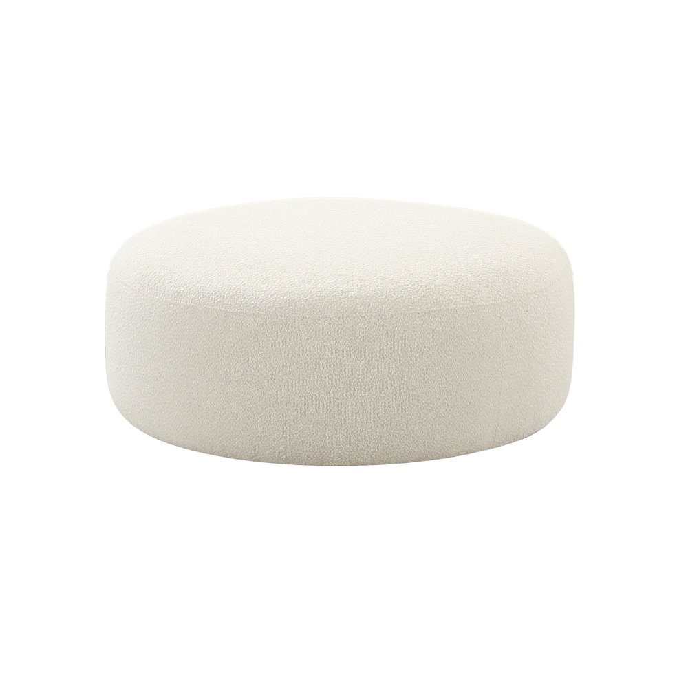 Broohah Cream Boucle Ottoman. Picture 1
