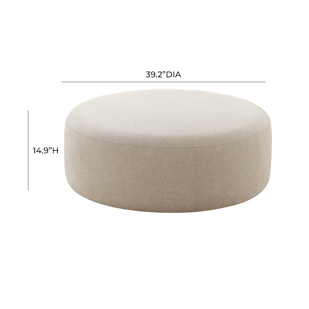 Broohah Beige Linen Ottoman. Picture 3