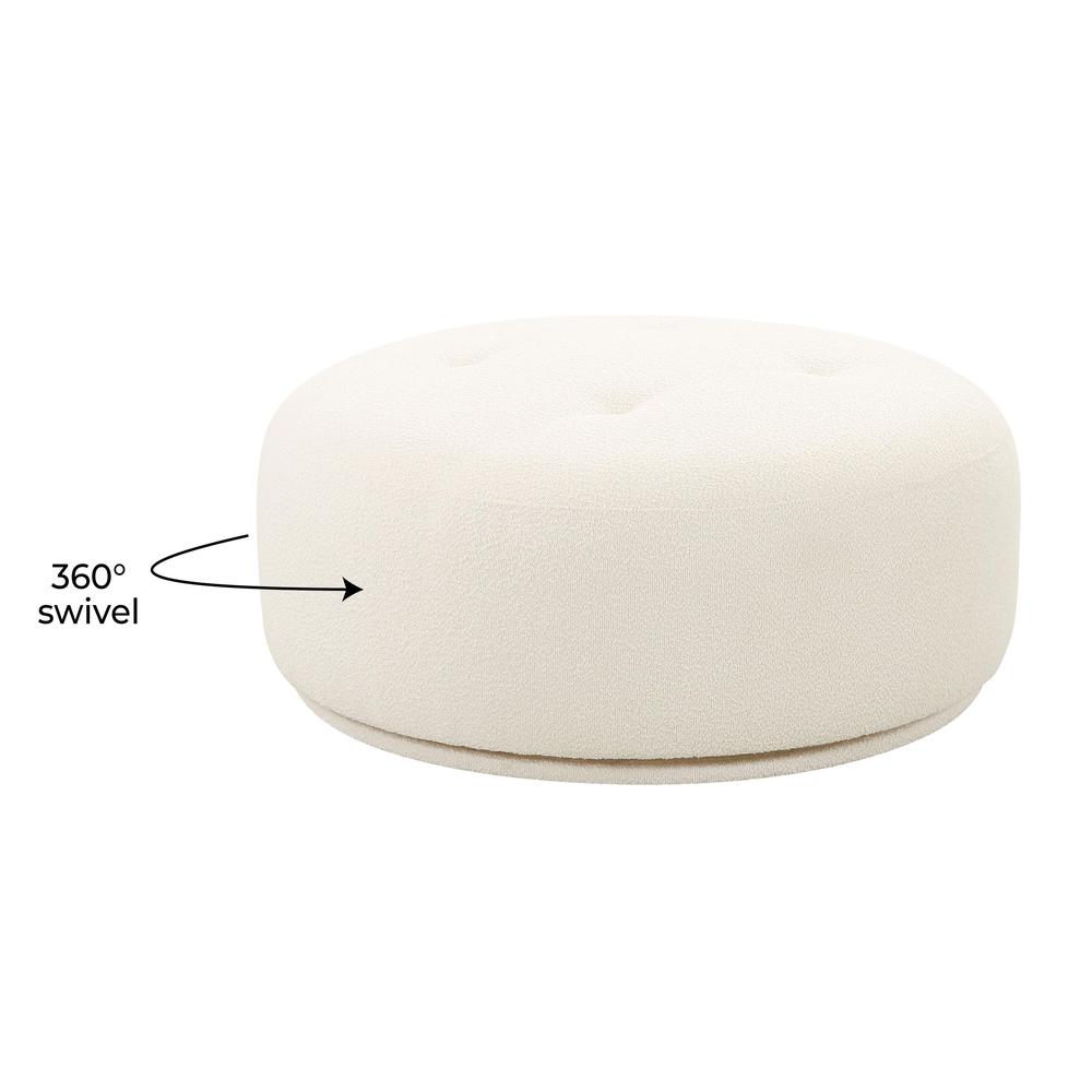 Fickle Cream Boucle Swivel Ottoman. Picture 3