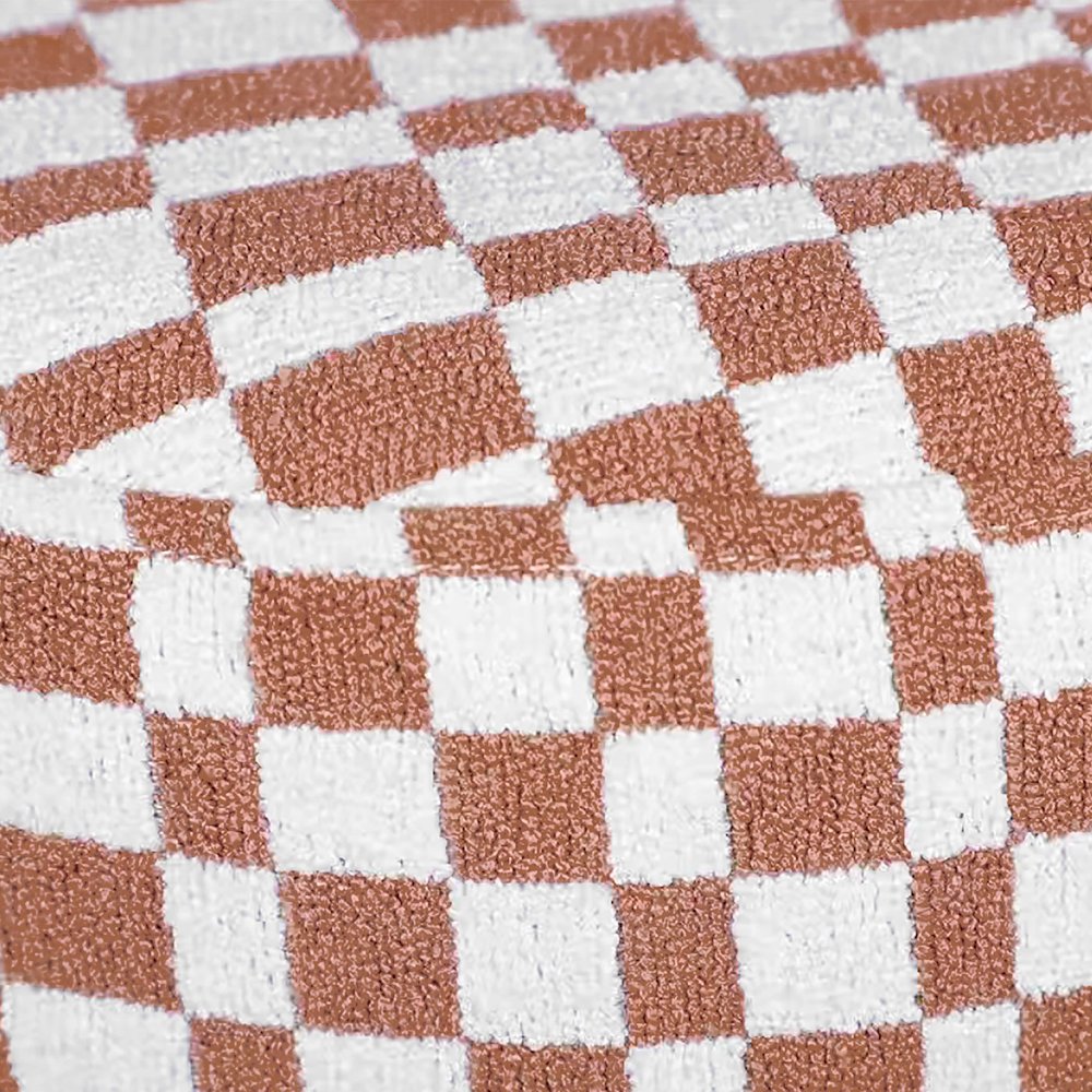 Claire Brown Checkered Boucle Stool. Picture 4