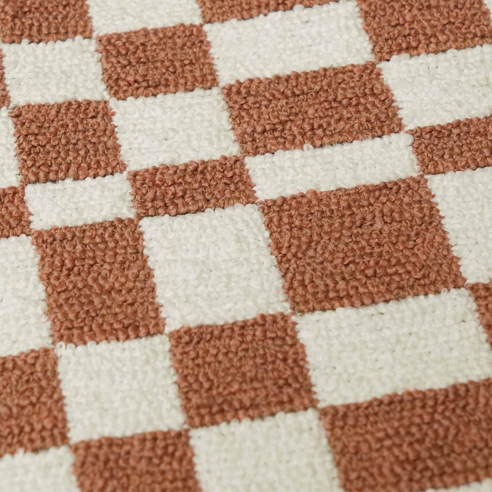 Claire Brown Checkered Boucle Stool. Picture 7