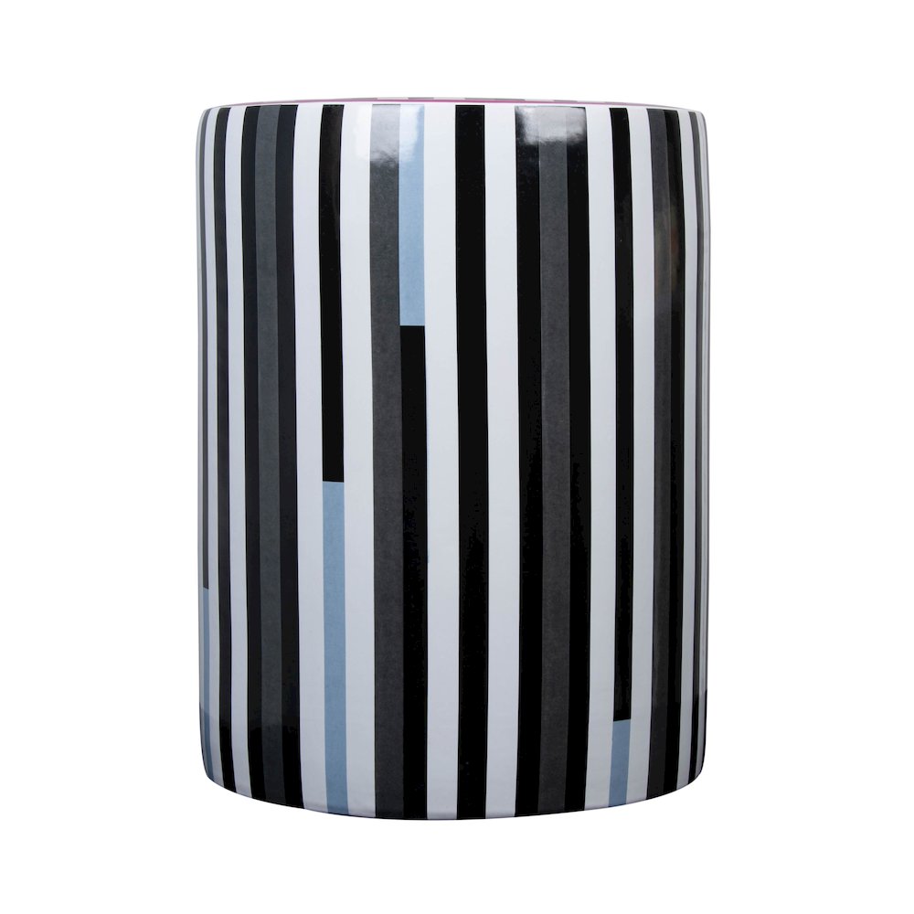 Taurus Ceramic Stool in Modern Stripes Print. Picture 3