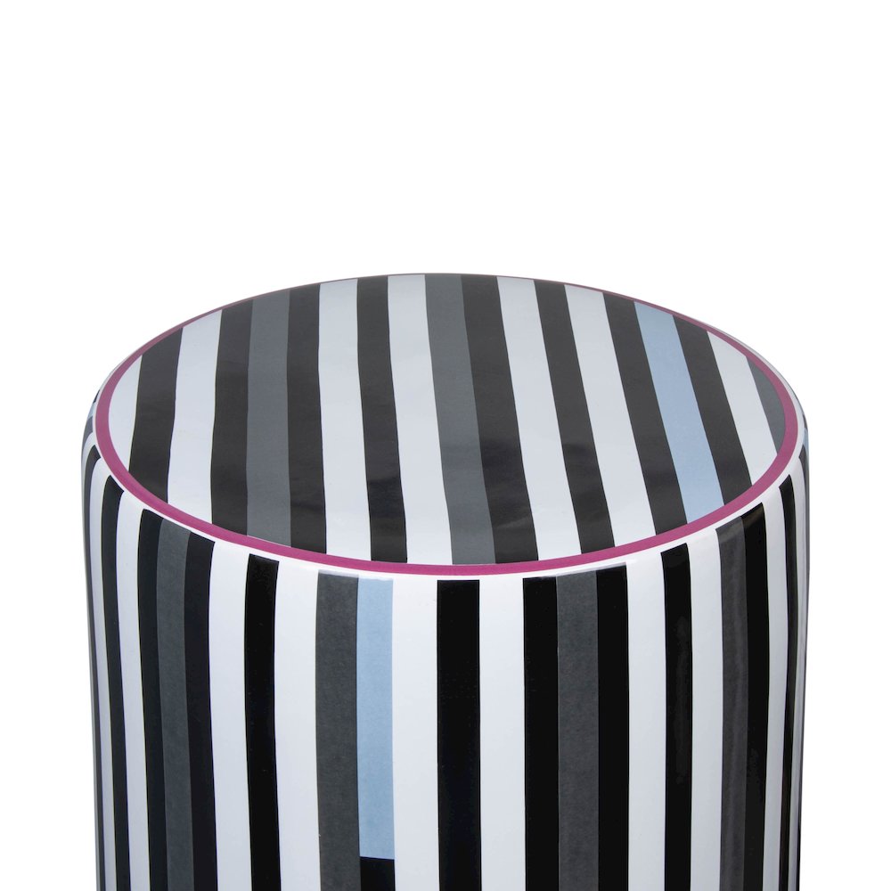 Taurus Ceramic Stool in Modern Stripes Print. Picture 4