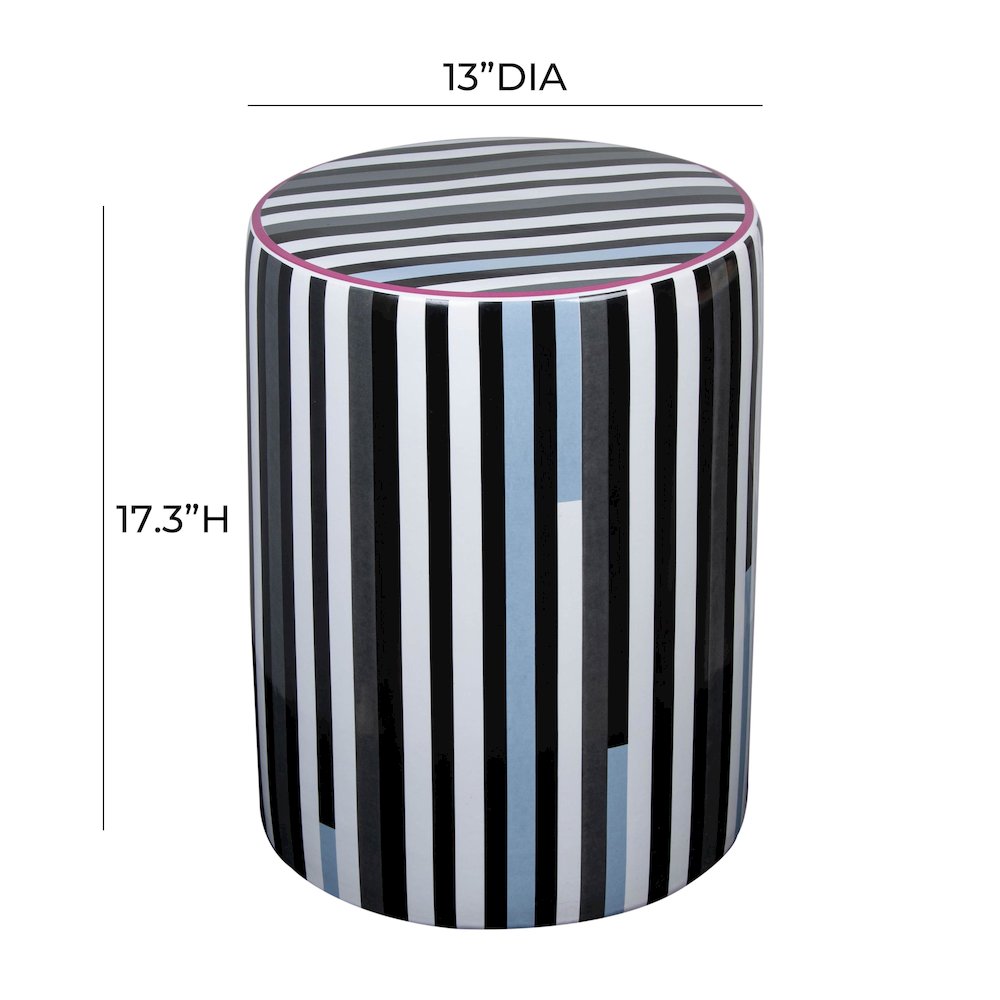 Taurus Ceramic Stool in Modern Stripes Print. Picture 5