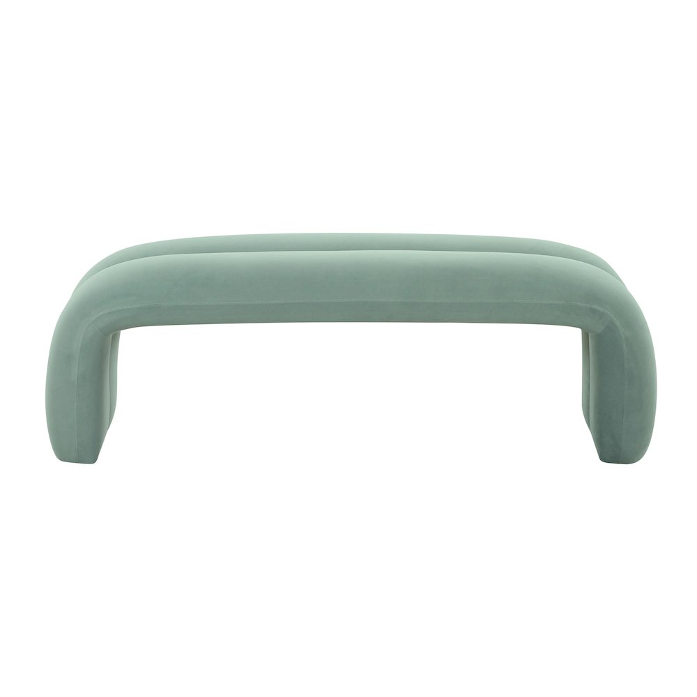 Leigh Green Velvet Channeled Bench. Picture 4
