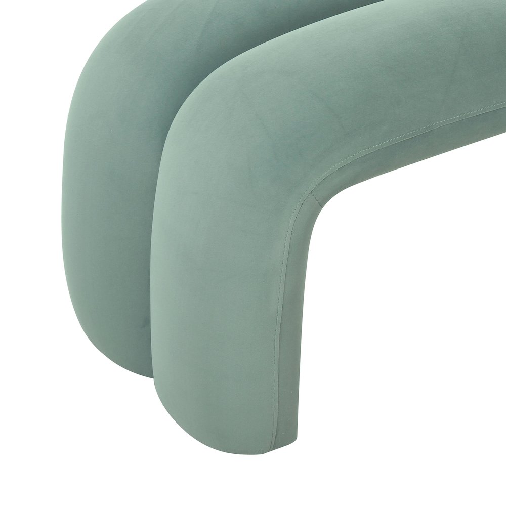 Leigh Green Velvet Channeled Bench. Picture 6