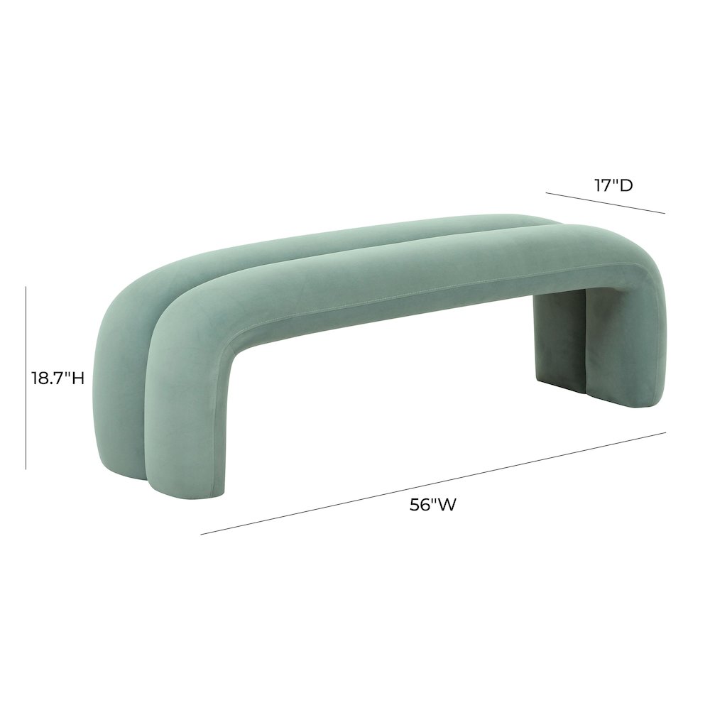 Leigh Green Velvet Channeled Bench. Picture 7