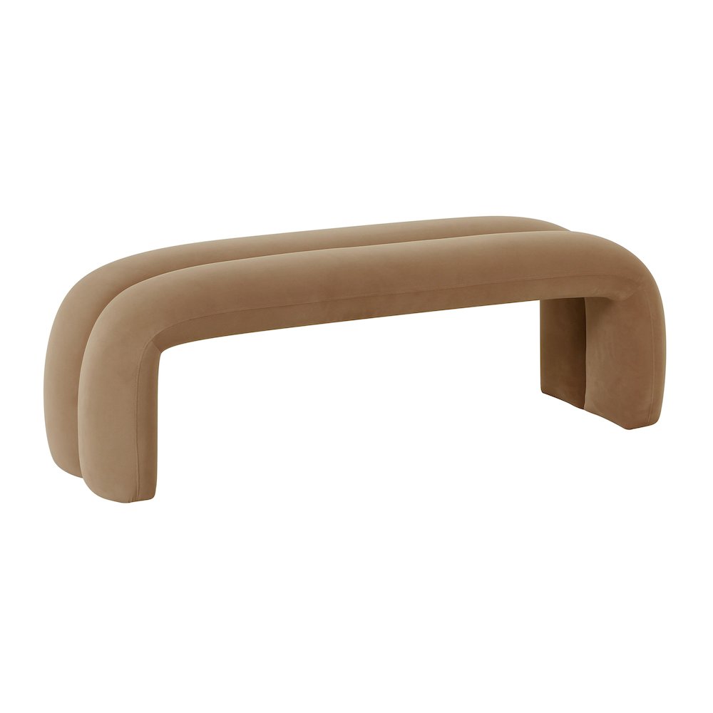 Leigh Taupe Velvet Channeled Bench. Picture 1