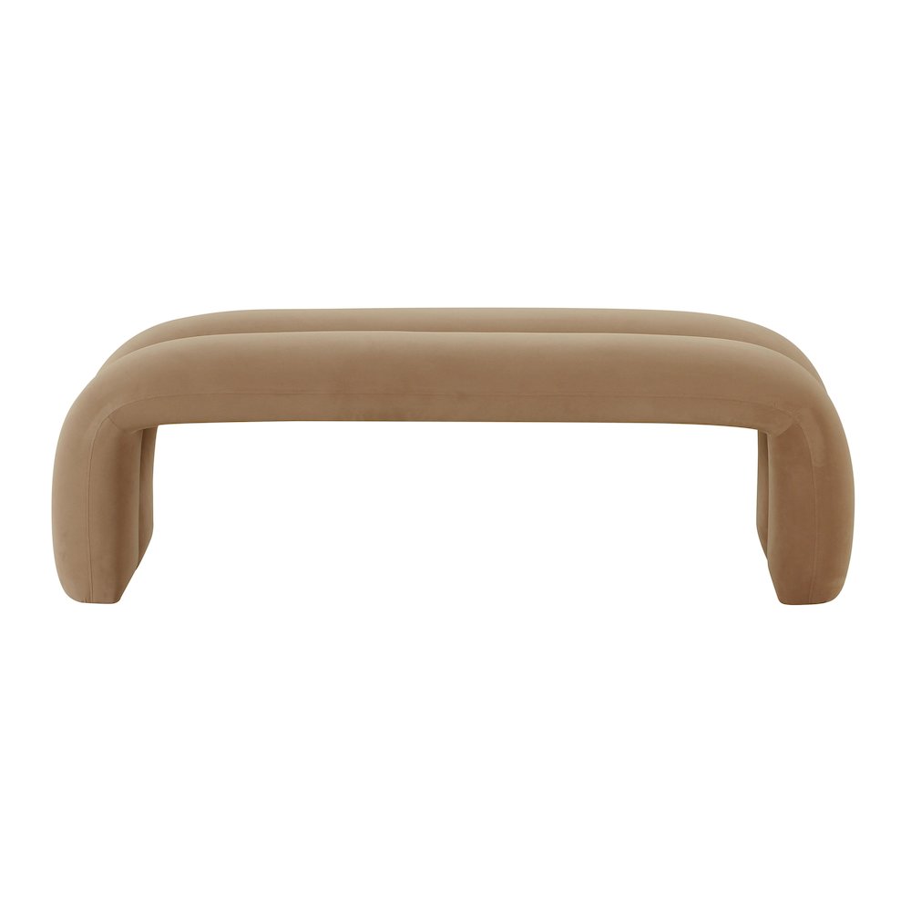 Leigh Taupe Velvet Channeled Bench. Picture 4