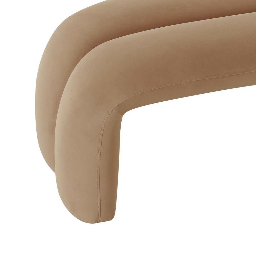 Leigh Taupe Velvet Channeled Bench. Picture 6