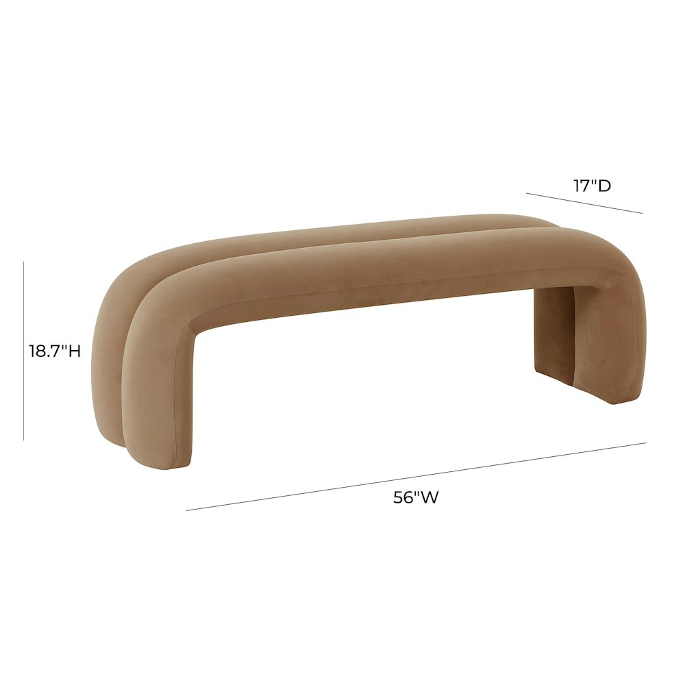 Leigh Taupe Velvet Channeled Bench. Picture 7