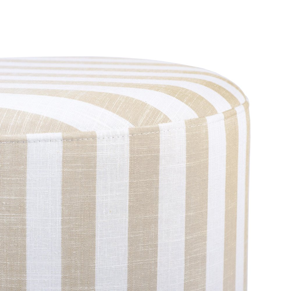 Dex Beige Striped Linen Ottoman. Picture 5