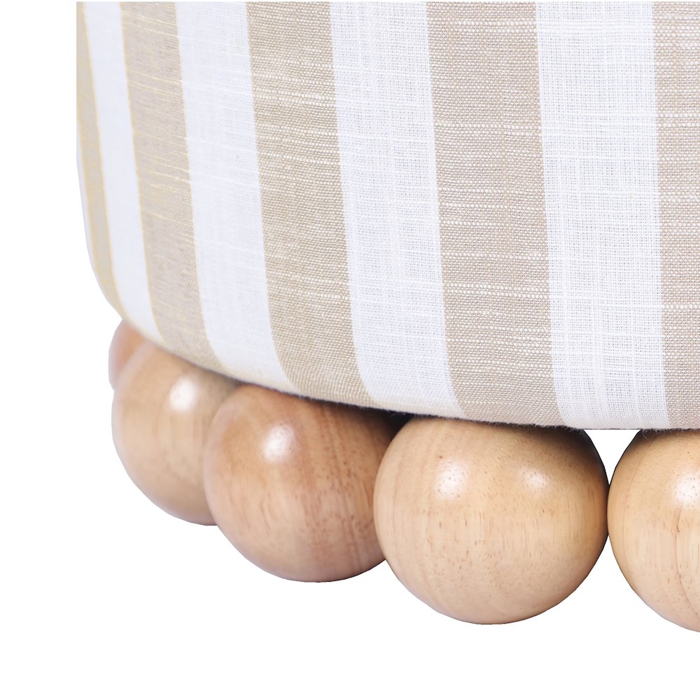 Dex Beige Striped Linen Ottoman. Picture 6