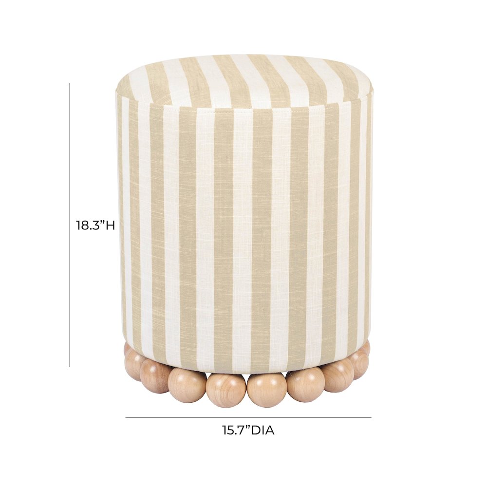 Dex Beige Striped Linen Ottoman. Picture 7