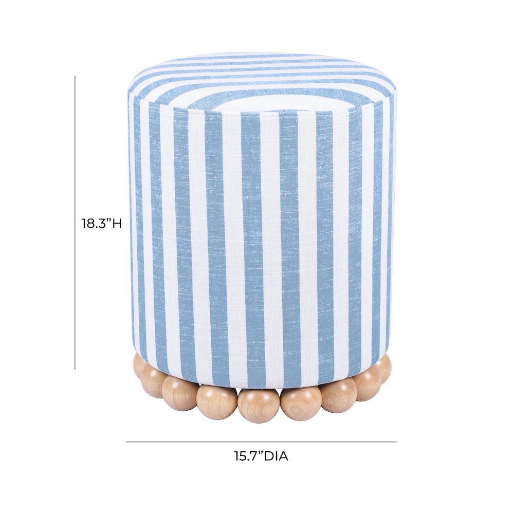 Dex Pastel Blue Striped Linen Ottoman. Picture 7