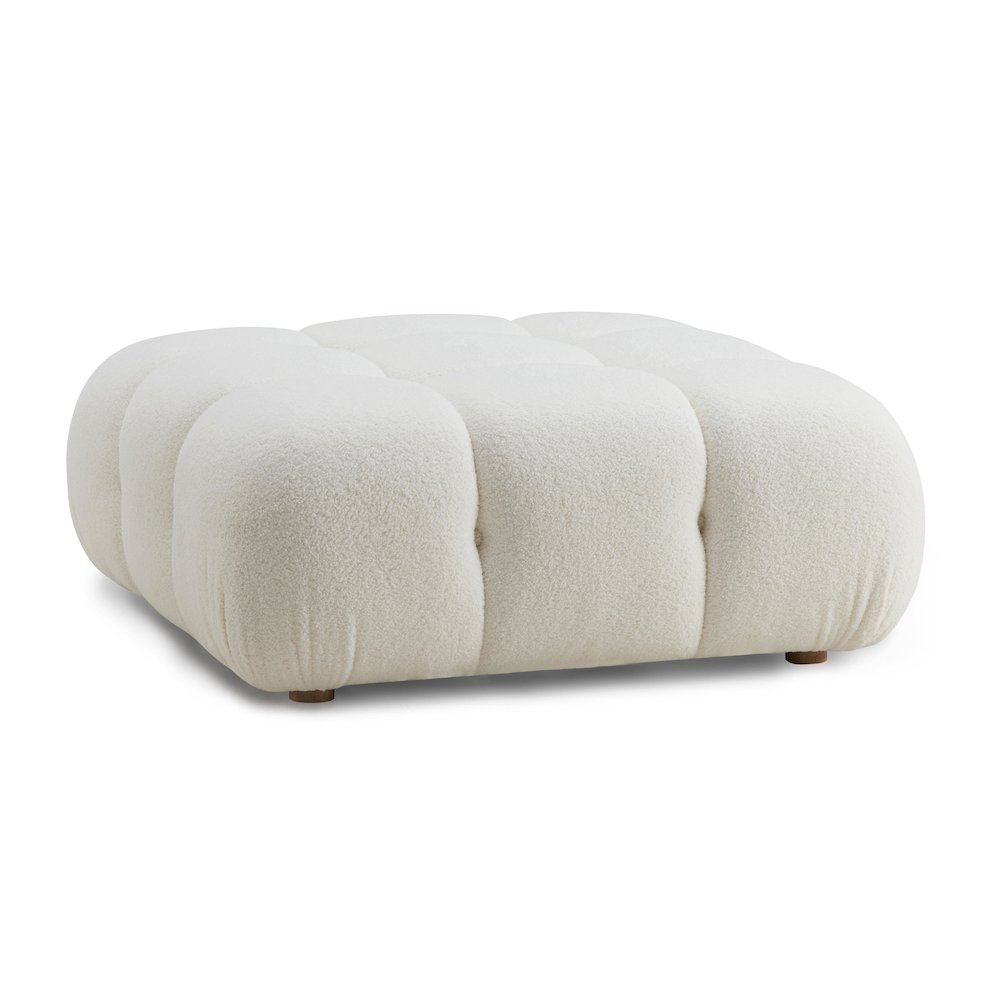 Calliope Cream Vegan Shearling Modular Ottoman. Picture 1