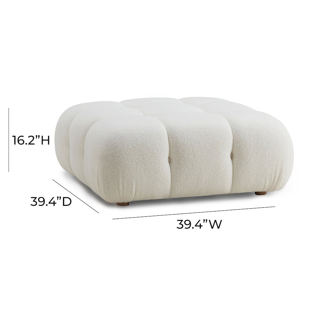 Calliope Cream Vegan Shearling Modular Ottoman. Picture 4