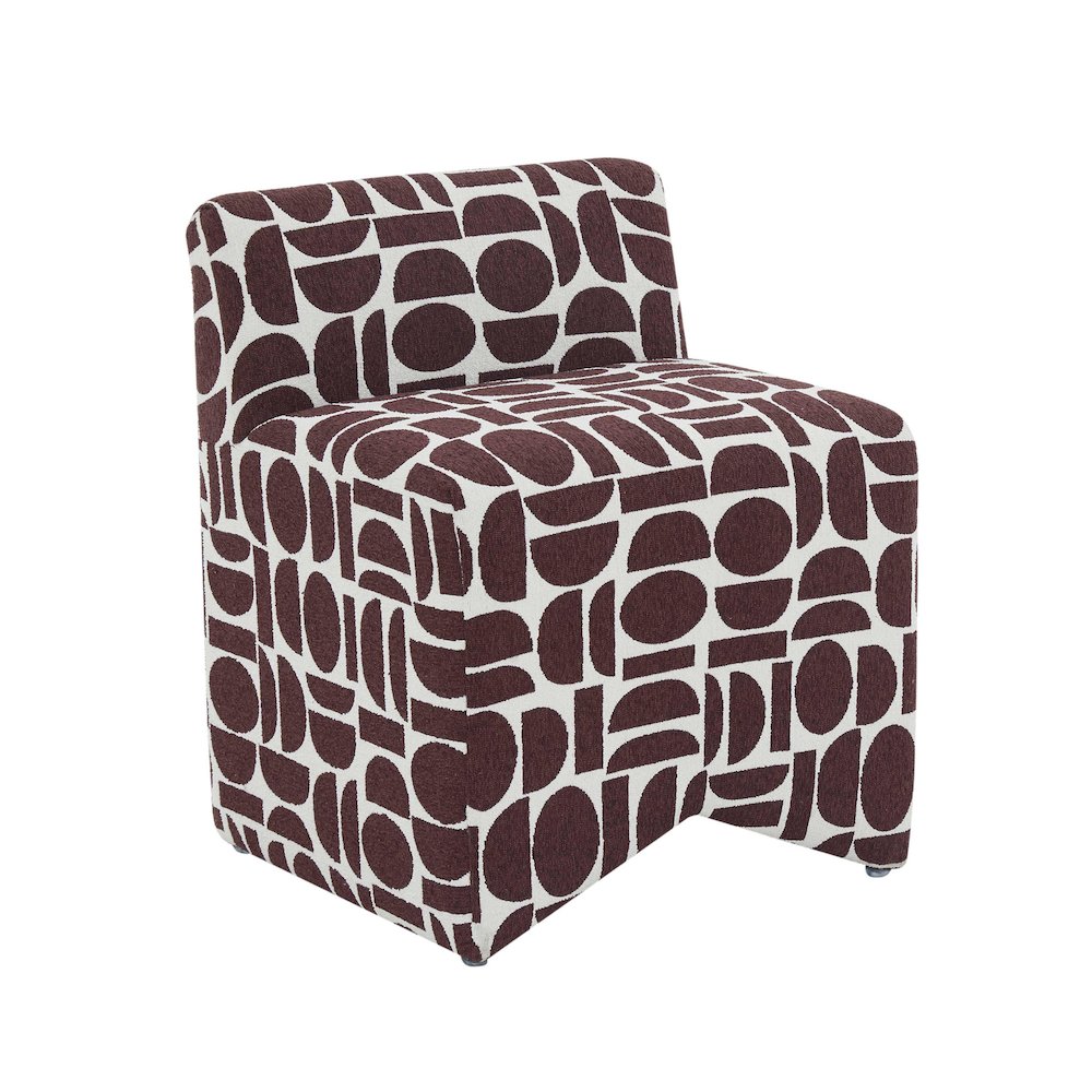 Pippa Merlot Geometric Jacquard Weave Stool. Picture 1