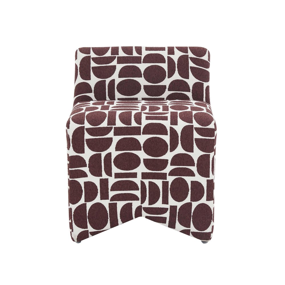 Pippa Merlot Geometric Jacquard Weave Stool. Picture 3