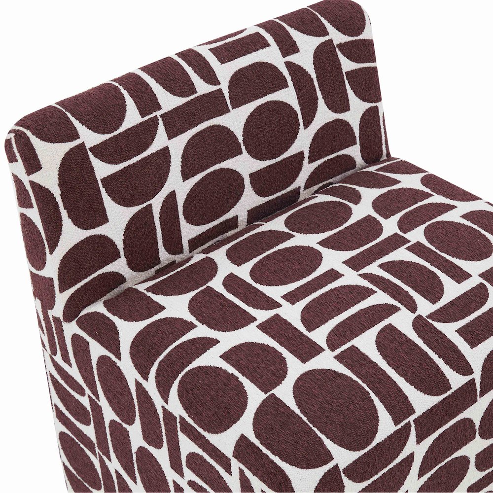 Pippa Merlot Geometric Jacquard Weave Stool. Picture 5