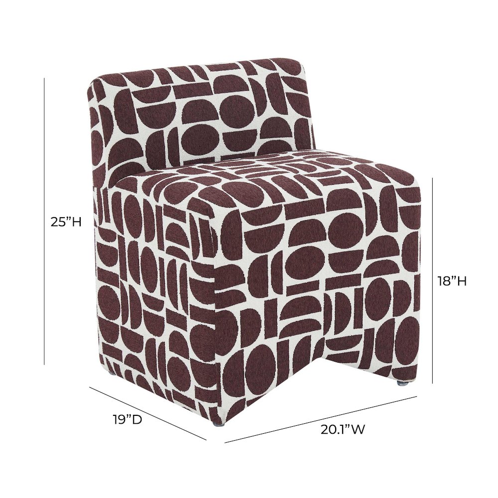 Pippa Merlot Geometric Jacquard Weave Stool. Picture 6