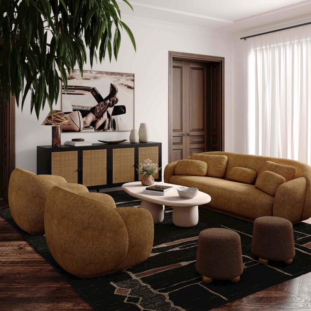 Jaine Chocolate Brown Boucle Stool. Picture 2