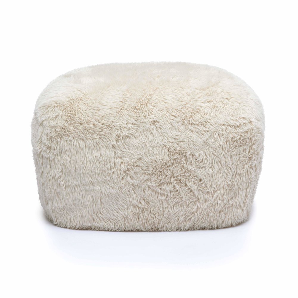 Britt Natural Vegan Shearling Ottoman. Picture 3