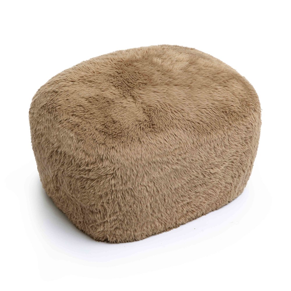 Britt Dark Taupe Vegan Shearling Ottoman. Picture 1