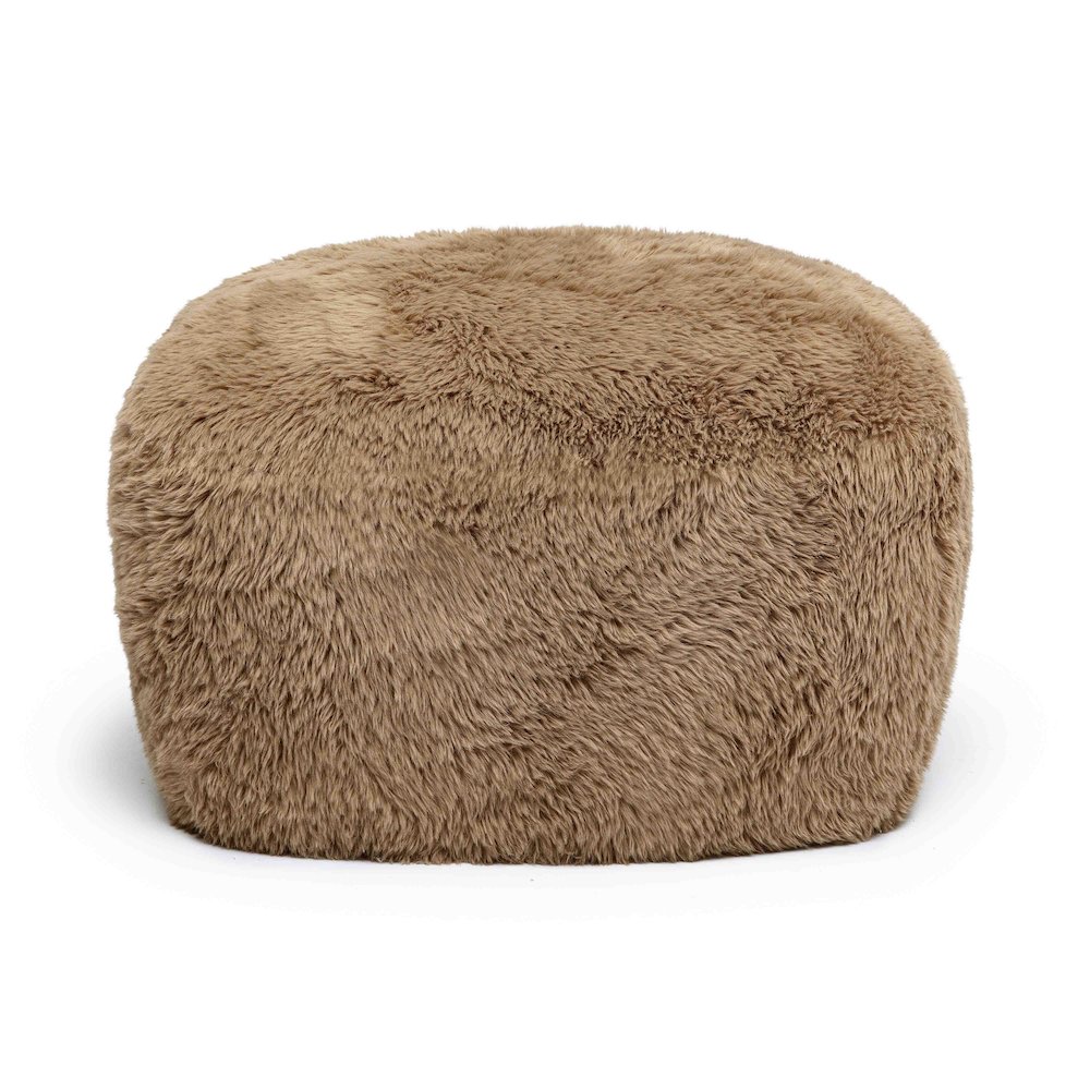 Britt Dark Taupe Vegan Shearling Ottoman. Picture 3