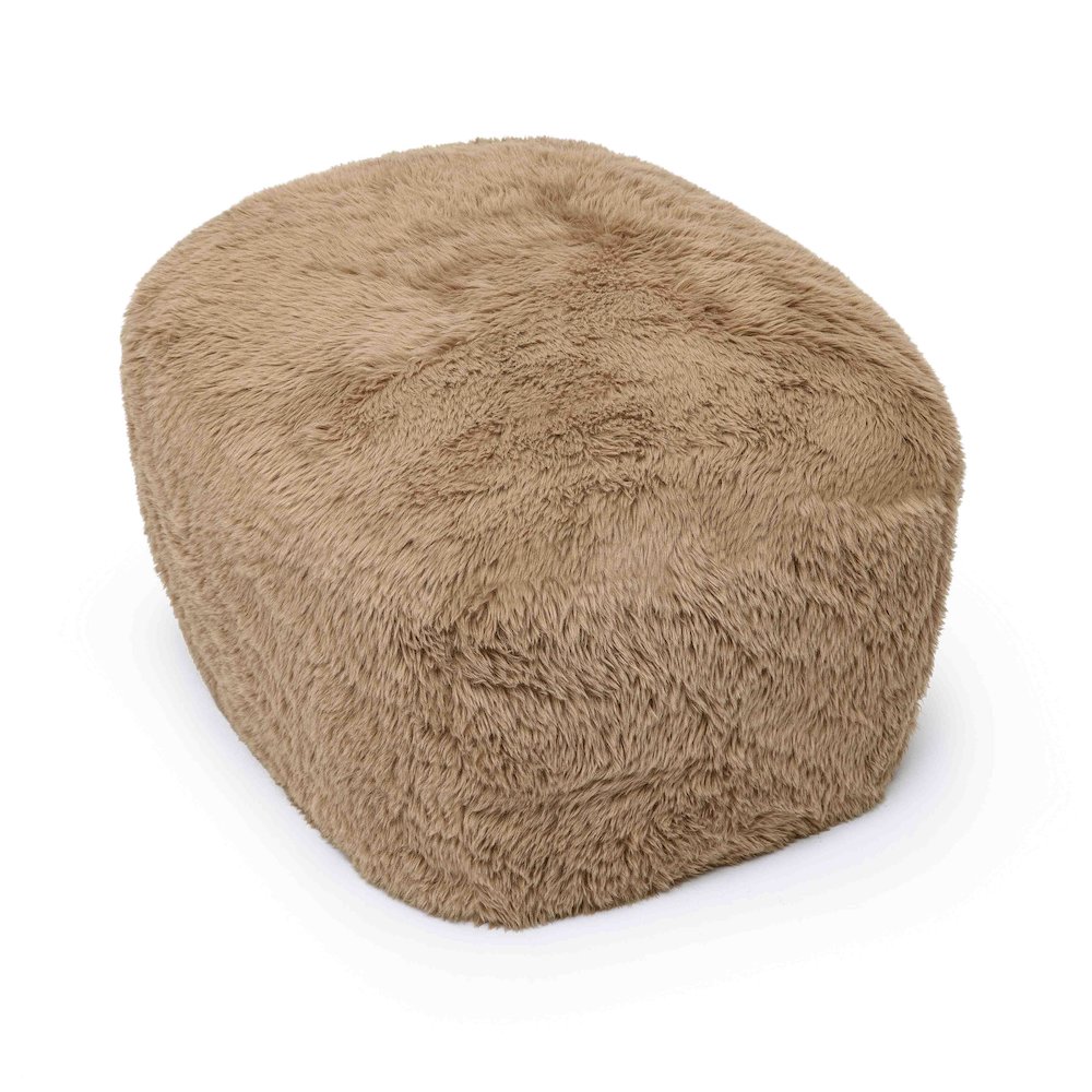 Britt Dark Taupe Vegan Shearling Ottoman. Picture 4