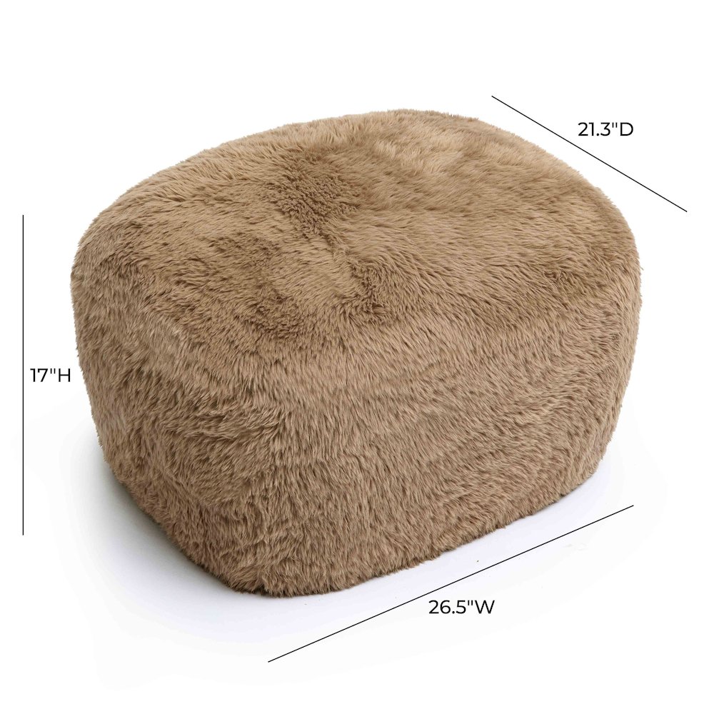 Britt Dark Taupe Vegan Shearling Ottoman. Picture 5