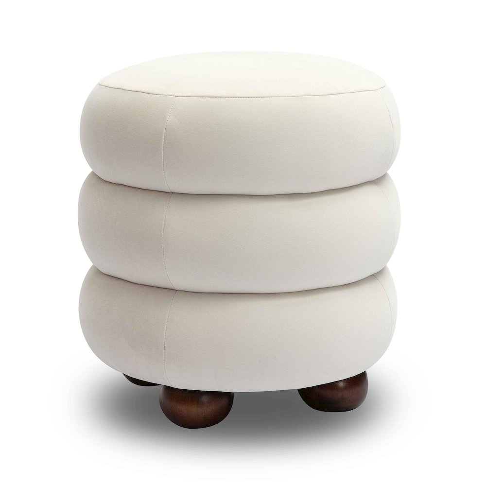 Stefanie Cream Velvet Ottoman. Picture 1