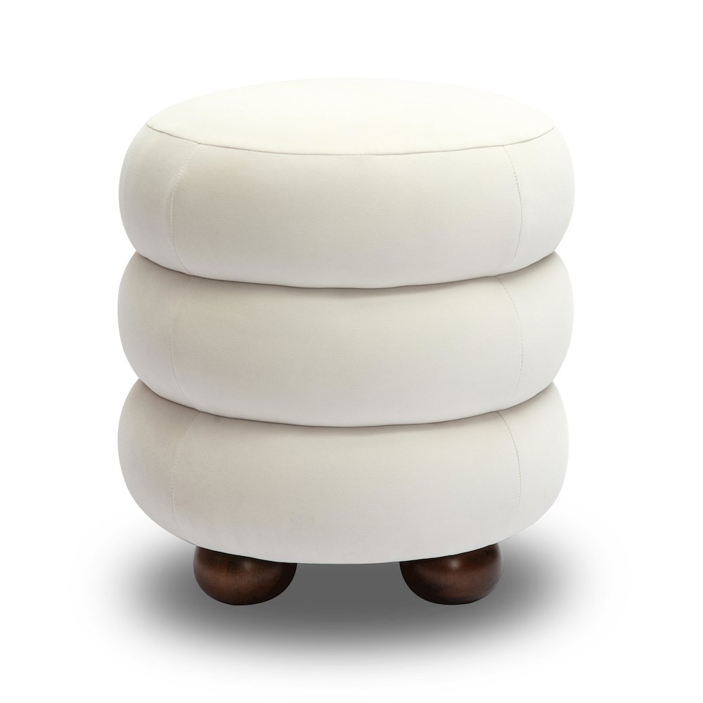 Stefanie Cream Velvet Ottoman. Picture 3