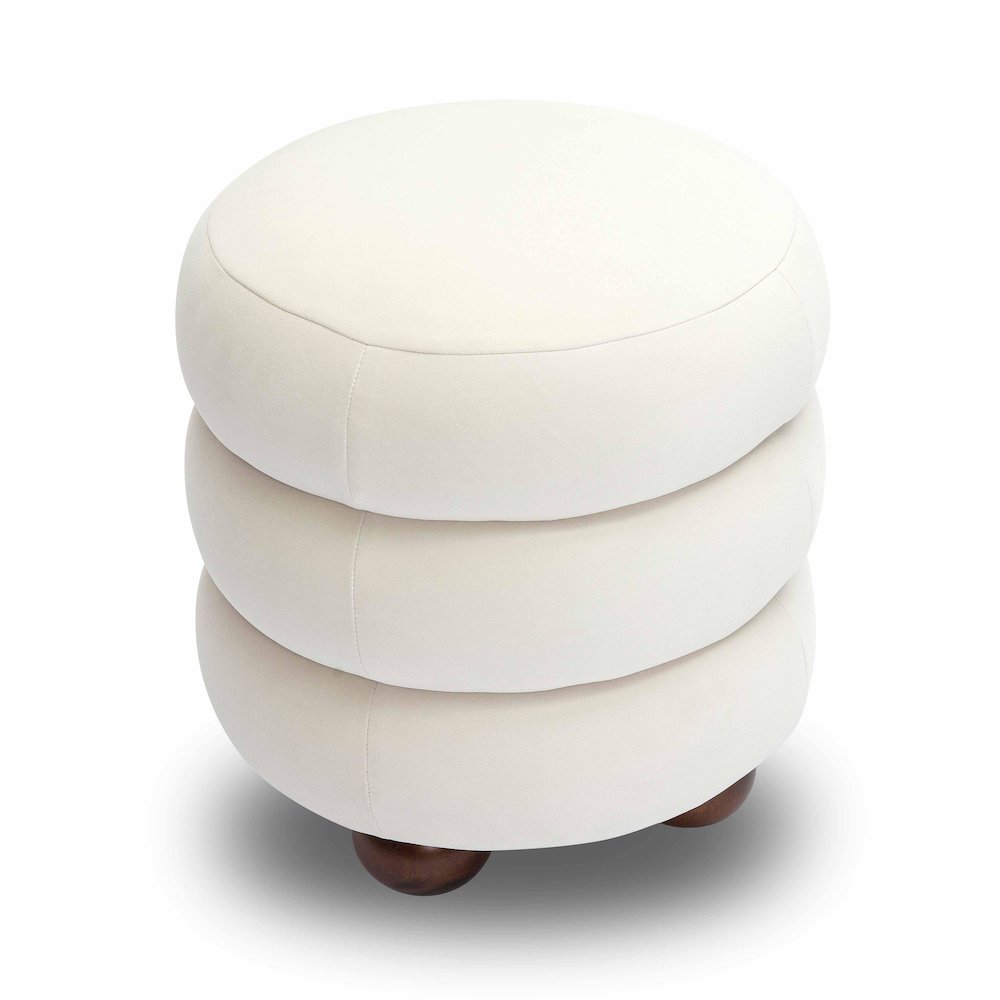 Stefanie Cream Velvet Ottoman. Picture 4