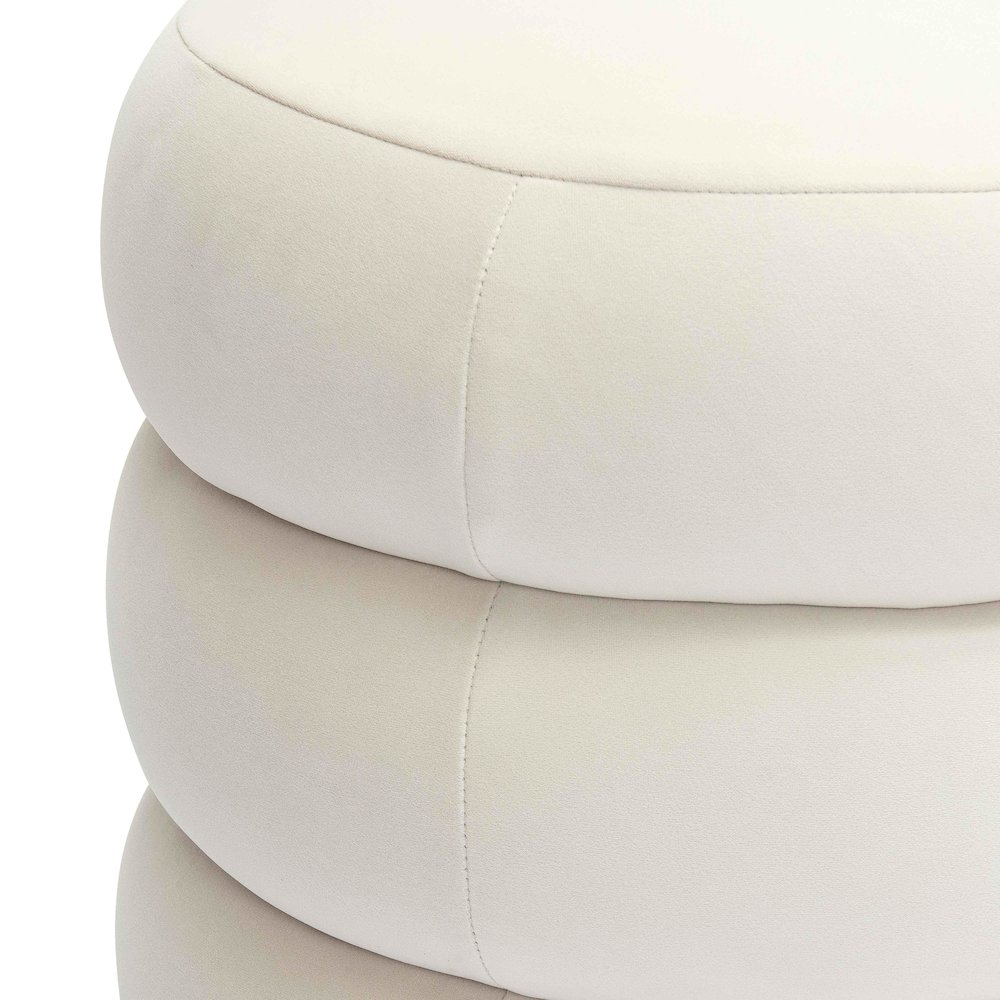 Stefanie Cream Velvet Ottoman. Picture 5