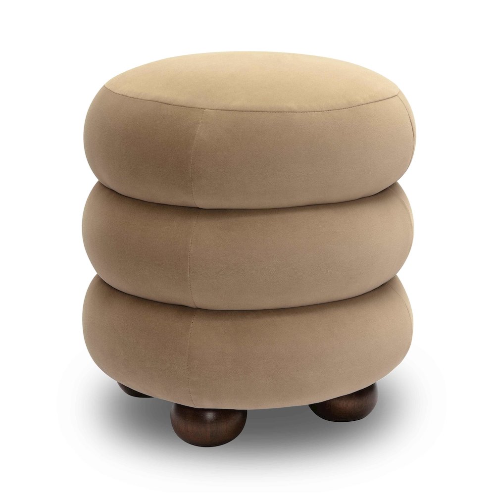Stefanie Taupe Velvet Ottoman. Picture 1