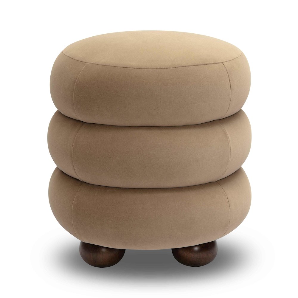 Stefanie Taupe Velvet Ottoman. Picture 3