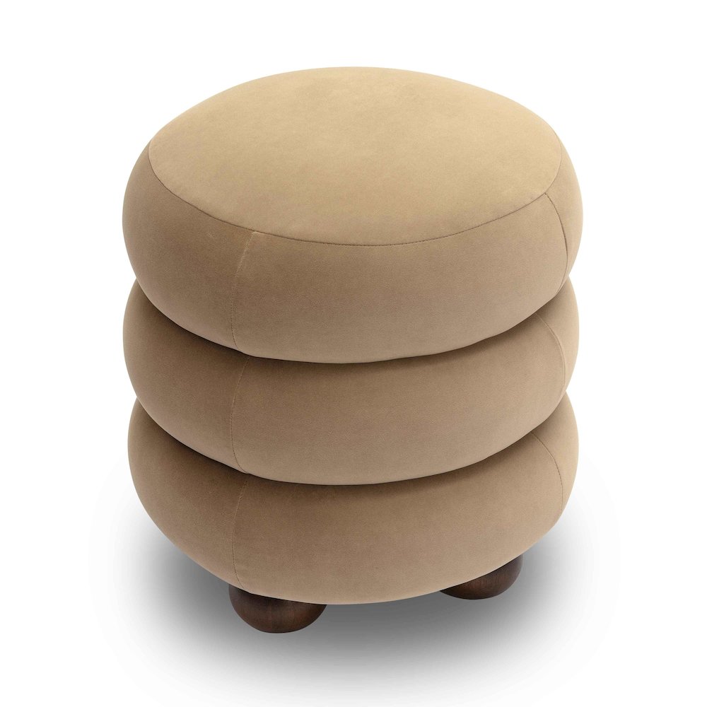 Stefanie Taupe Velvet Ottoman. Picture 4